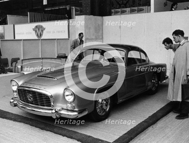 A 1956 Grégoire 2.1 litre coupé on a stand at a show, (c1956?). Artist: Unknown
