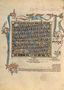 Decorated Text Page; Rothschild Pentateuch, 1296. Creators: Unknown, Elijah ben Meshallum, Elijah ben Jehiel.