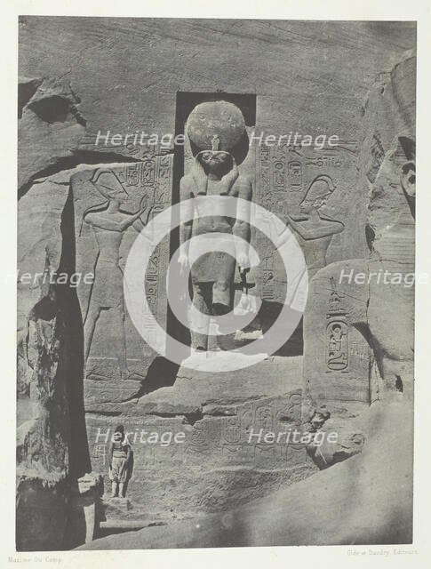 Ibsamboul, Sculptures de l'Entrée du Spéos de Phrè, Nubie, 1849/51, printed 1852. Creator: Maxime du Camp.