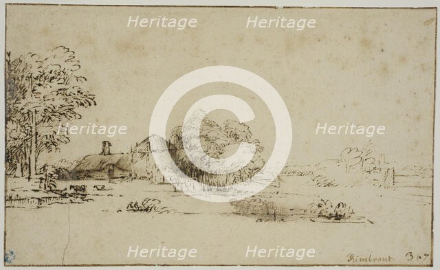 Farmhouse by the canal, c1640s. Creator: Rembrandt Harmensz van Rijn.