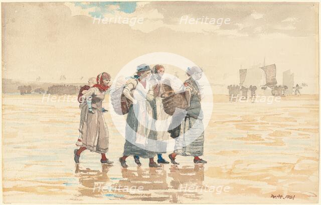 Four Fishwives on the Beach, 1881. Creator: Winslow Homer.