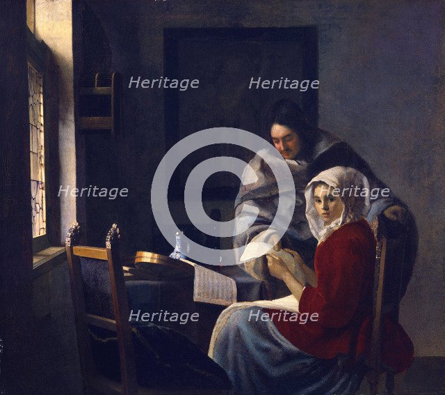 Girl interrupted at her music, c. 1660. Artist: Vermeer, Jan (Johannes) (1632-1675)