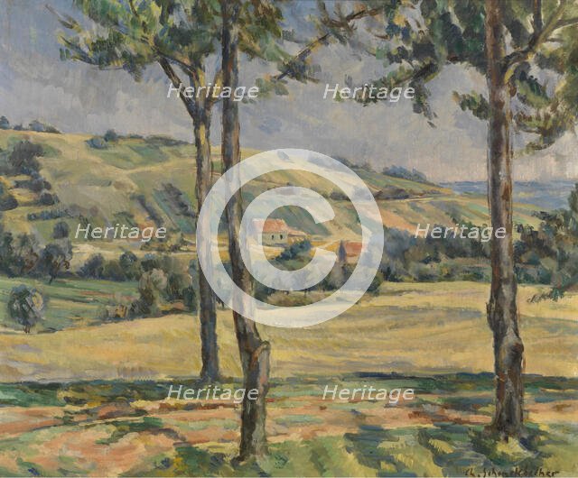 Landscape with three trees, c1910-1940. Creator: Charles Schenckbecher.