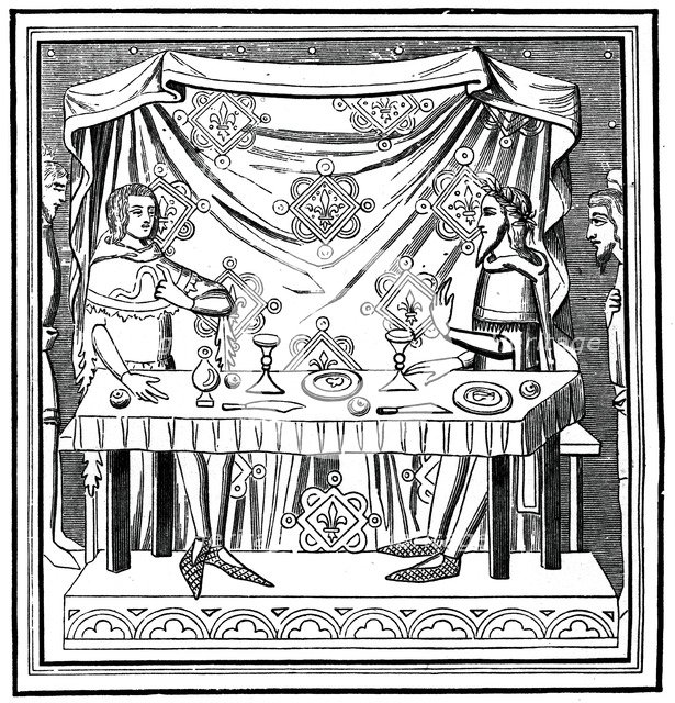 Louis of Taranto instituting the Order of the Holy Ghost, 14th century, (1870). Artist: Unknown