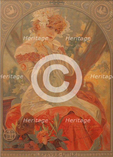 Poster for Lefèvre-Utile. Sarah Bernhardt in the role of Melissinde in La Princesse Lointaine by E