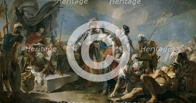 Queen Zenobia before Emperor Aurelian, 1717. Artist: Tiepolo, Giandomenico (1727-1804)