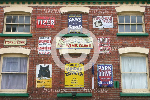Advertisements on a building, Ross-on-Wye, Herefordshire