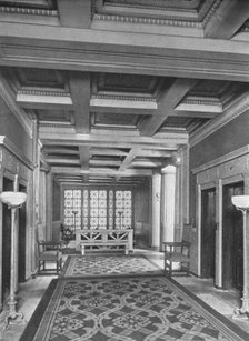 Elevator lobby, first floor, the Fraternity Clubs Building, New York City, 1924. Artist: Unknown.