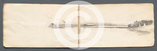 Sketchbook: "Landscape with Sailboats", 1814. Creator: Samuel Prout (British, 1783-1852).