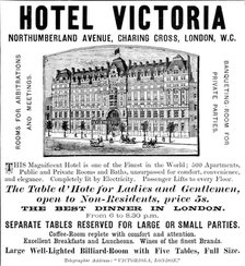 Advertisement for the Hotel Victoria, 1890. Creator: Unknown.