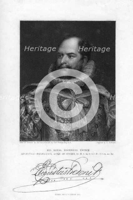 Prince Augustus Frederick, Duke of Sussex, 1840.Artist: H Robinson