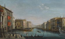 View of the Grand Canal from the Palazzo Balbi looking toward the Rialto Bridge with a Regatta.