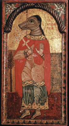 Byzantine icon of St Christopher with a dog's head. Artist: Unknown