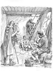 Life inside a turret on Hadrian's Wall, 2nd or 3rd century (c1985-c2000). Artist: Philip Corke.
