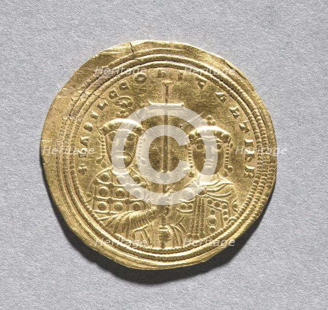 Nomisma with Basil II Bulgarotonos and His Brother Constantine VIII (reverse), 977-1025. Creator: Unknown.