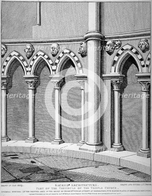 Part of the vestibule of the Temple Church, City of London, 1812.                                    Artist: John Thomas Smith