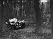 Jaguar SS100 at the Standard Car Owners Club Southern Counties Trial, Hale Wood, Chilterns, 1938. Artist: Bill Brunell.