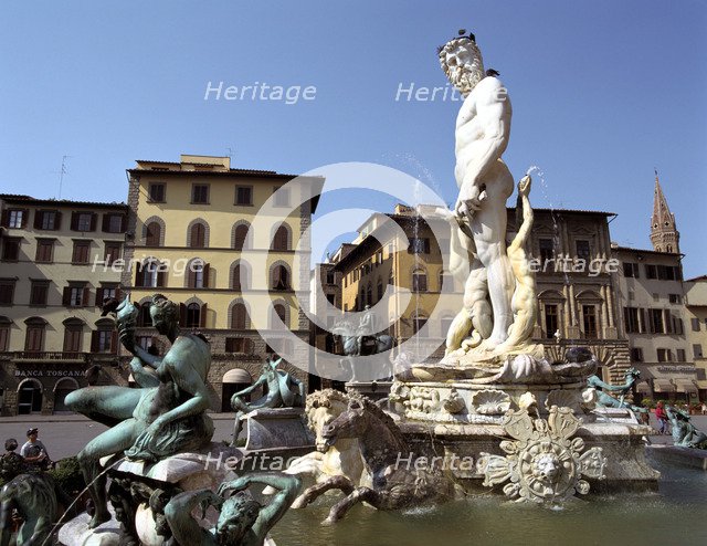 Statue of Neptune, Fonte del Nettuno in the Piazza della Signoria, Florence, Italy