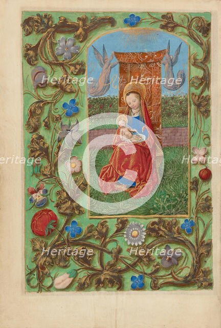 The Virgin and Child Enthroned; Crohin-La Fontaine Hours, about 1480-1485 ?. Creator: Master of the Dresden Prayer Book.