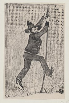 Jesús Bruno Martinez escaping from jail, from a broadside entitled 'La Fuga de Je..., ca. 1880-1910. Creator: José Guadalupe Posada.