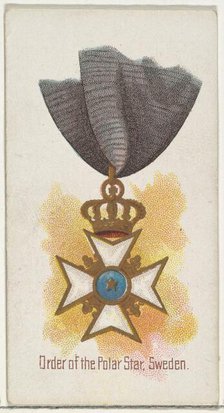Order of the Polar Star, Sweden, from the World's Decorations series (N30) for Allen & Gin..., 1890. Creator: Allen & Ginter.