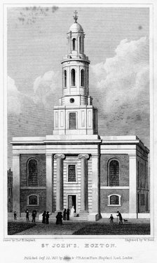 St John's Church, Hoxton, Hackney, London, c1827.Artist: W Bond