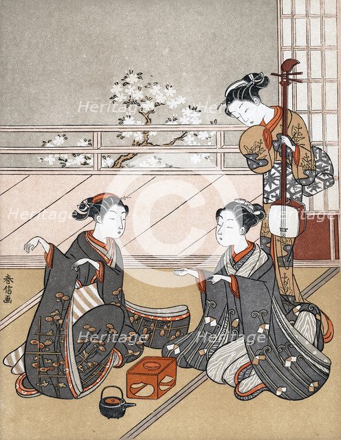 'Girls Playing the Game of Ken', c1745-1770.Artist: Suzuki Harunobu