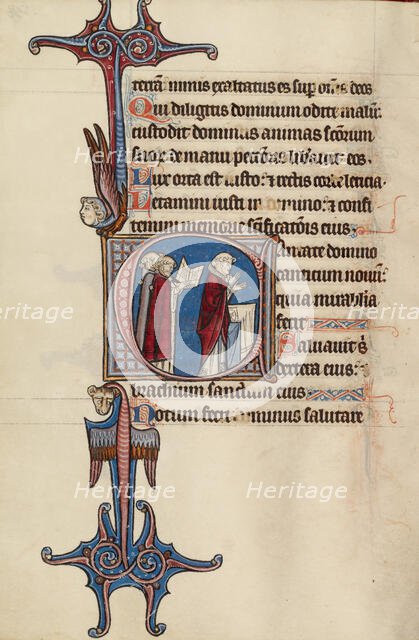 Initial C: Clerics Singing; Bute Psalter, text and illumination about 1285. Creator: Bute Master.