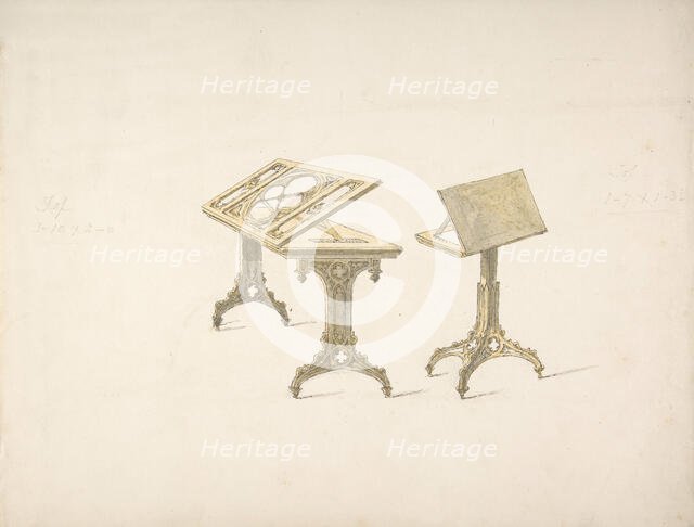 Design for Two Bookstands on Casters, early 19th century. Creator: Anon.