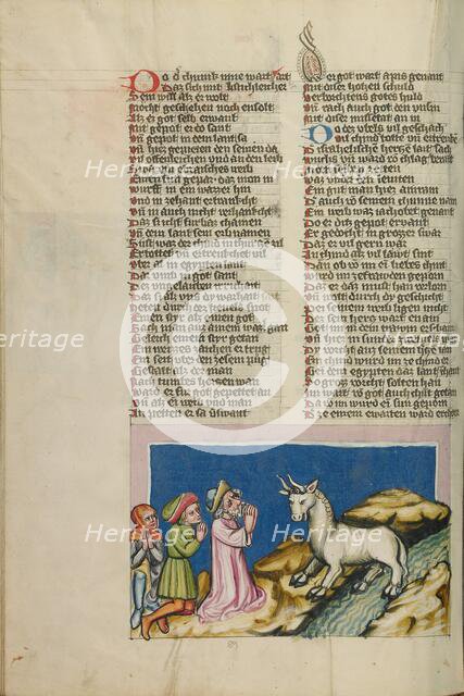 The Idolatry of Apis; Weltchronik, about 1400-1410. Creator: Unknown.