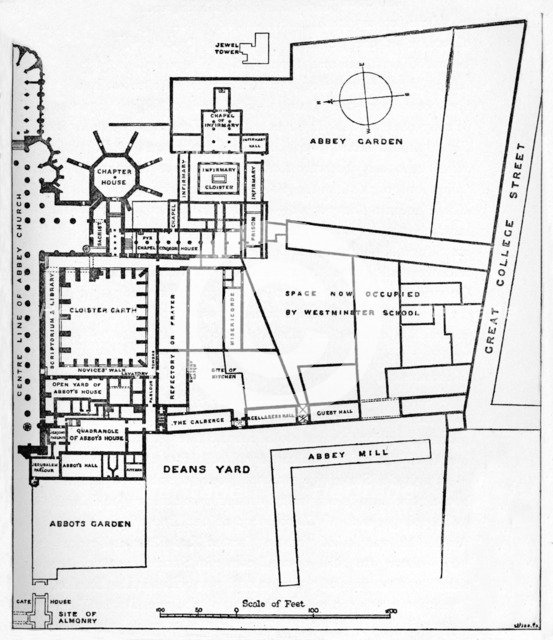 'Plan of the Benedictine Abbey of Westminster', c1897. Artist: William Patten.