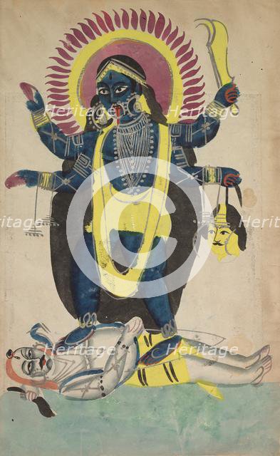 Two Aspects of Kali: Kali Dancing on Shiva, c. 1880 - 1890. Creator: Unknown.