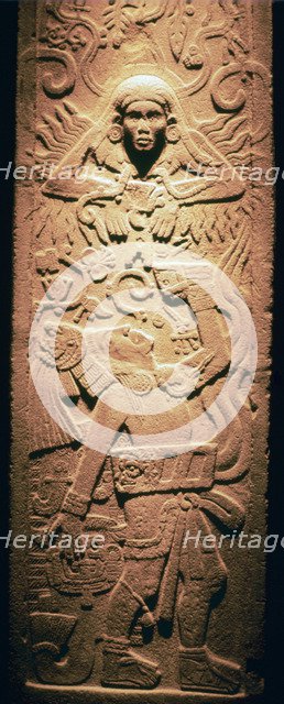 Mayan sculpture of a sun-god. Artist: Unknown