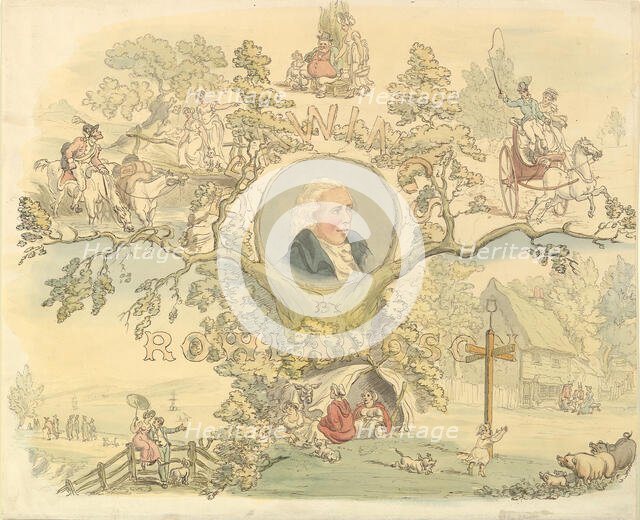 Design for a Titlepage in the Manner of Rowlandson, 1858-1914. Creator: Frederick William Pailthorpe.