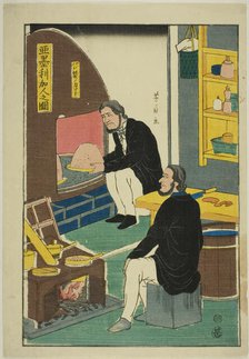 Portrait of Americans: Oven for Breadmaking (Amerika-jin no zu, pansei no kamato), 1861. Creator: Yoshikazu.