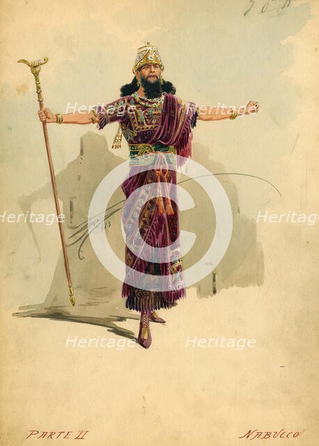 Costume design for the opera Nabucco by Giuseppe Verdi, 1913. Creator: Comelli, Attilio (1858-1925).