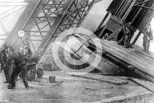 Men at work on the Eiffel Tower, Paris, 1888-1889. Artist: Unknown