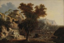 Italian landscape with ruins of an aqueduct, 1811. Creator: Louis Belanger.