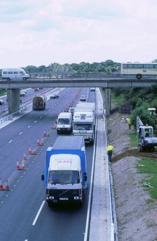 Contraflow system on M27 motorway. Artist: Unknown.