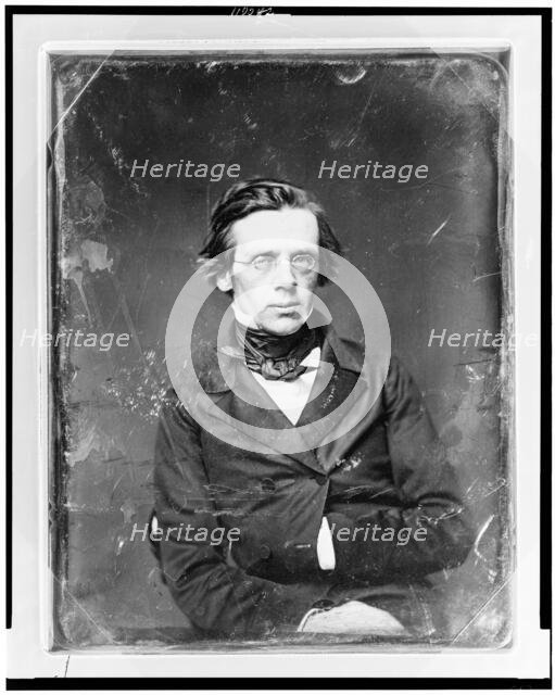 Unidentified man, half-length portrait, slightly to the right, wearing..., between 1844 and 1860. Creator: Mathew Brady.