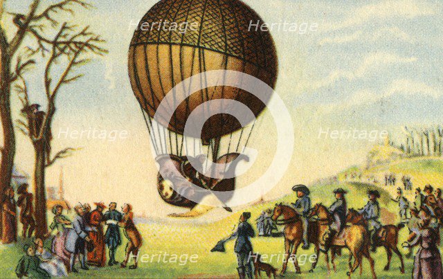 First manned ascent of a hydrogen balloon, Paris, France, 1 December 1783, (1932).  Creator: Unknown.