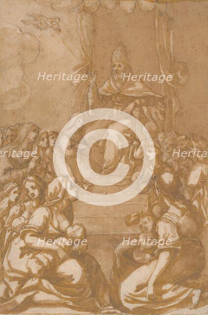 Blessing pope, 1401/1500. Creator: Monogrammist N.A..