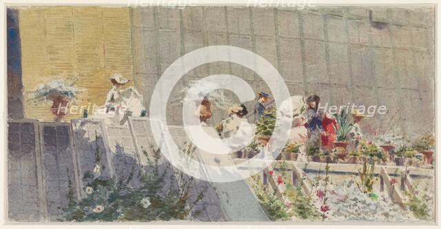 Visitors at a flower nursery, 1865-1892. Creator: Amerino Cagnoni.