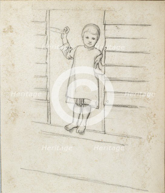 Girl in a Pinafore, standing on a Window Ledge, c1868-1869. Artist: William Holman Hunt.