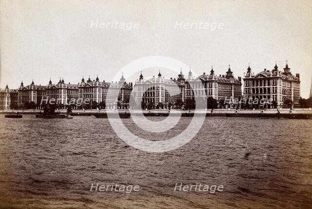 St Thomas's Hospital, Lambeth: exterior seen from across the Thames, c1890s. Creator: Unknown.