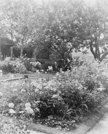 Flower garden, at the home of Mrs. Francis B. Harrington, Ipswich, Massachusetts, c1920 - 1940. Creator: Frances Benjamin Johnston.