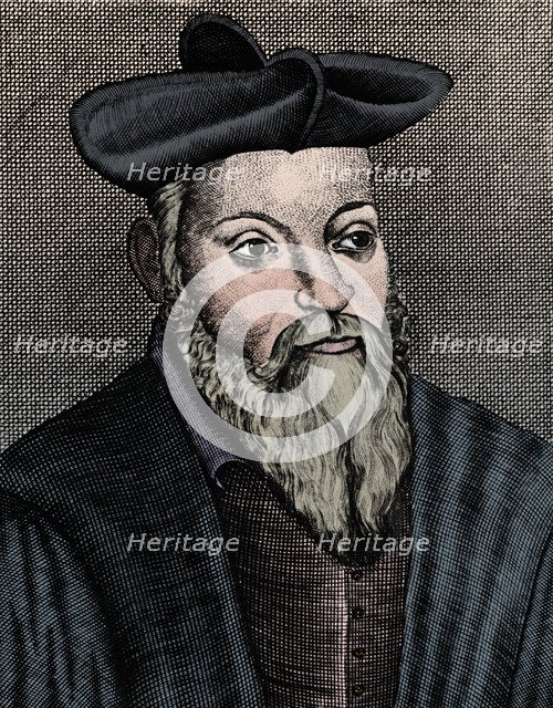 Michel Nostradamus (1503-1556), French physician and astrologer, 17th century. Artist: Unknown.