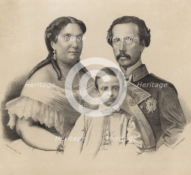 Isabella II (1830-1904), Queen of Spain from 1833-1868, with her husband, King consort D. Franci…