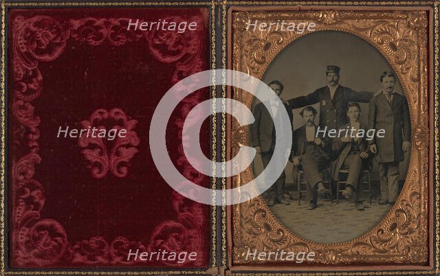 Policeman Posing with Four "Collared" Thugs, ca. 1875. Creator: Unknown.