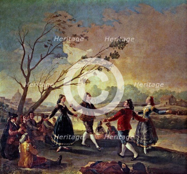  'Dancing on the banks of Manzanares river', 1777, oil painting by Francisco de Goya.